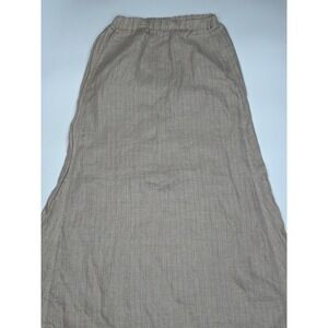 LIABLER Linen Blend Striped‎ Maxi Skirt Elastic Waist Pockets Women XS